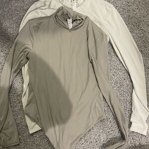 lululemon athletica Taupe and White Bodysuit